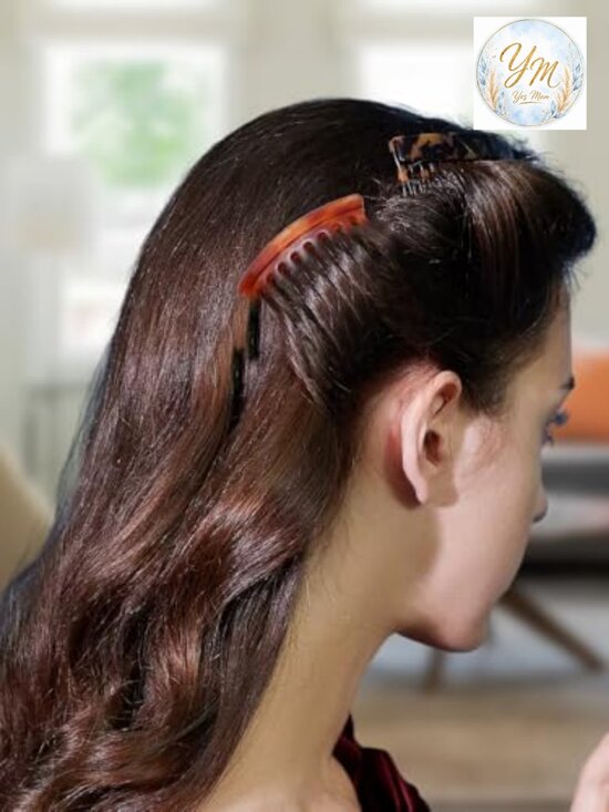 Set of 4 French Side Hair Combs - Small Decorative Twist Clips for Women